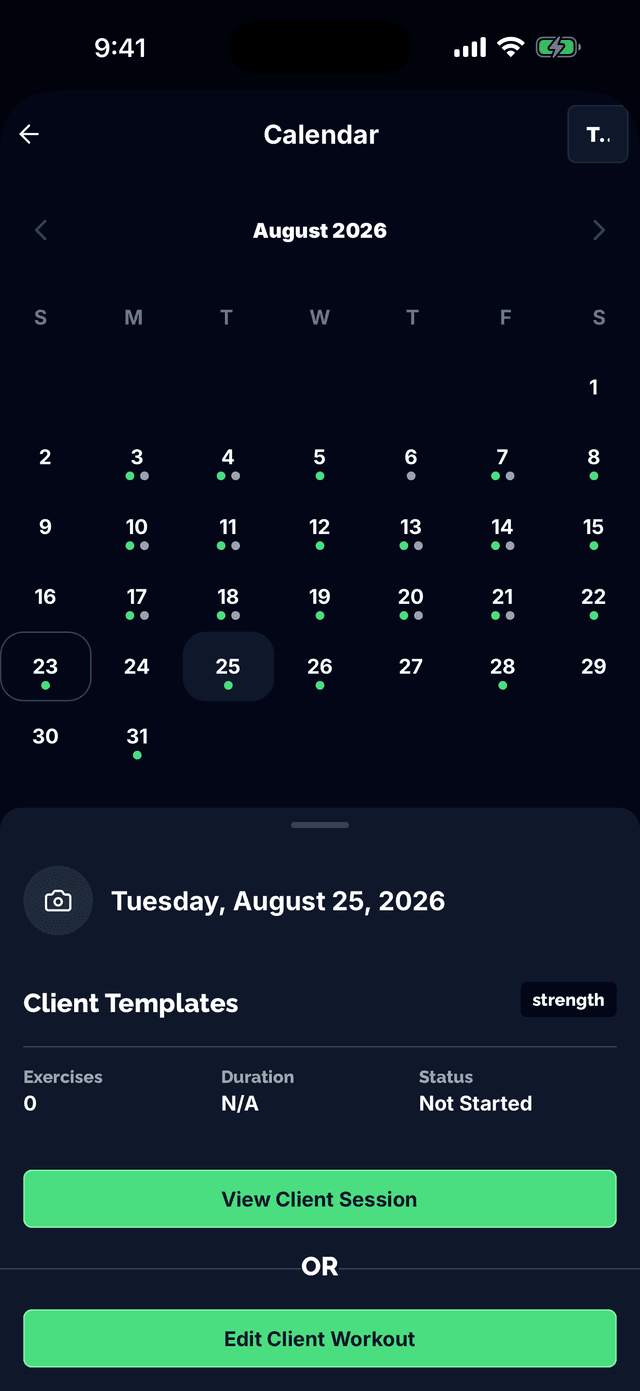 Calendar month, week, and day views