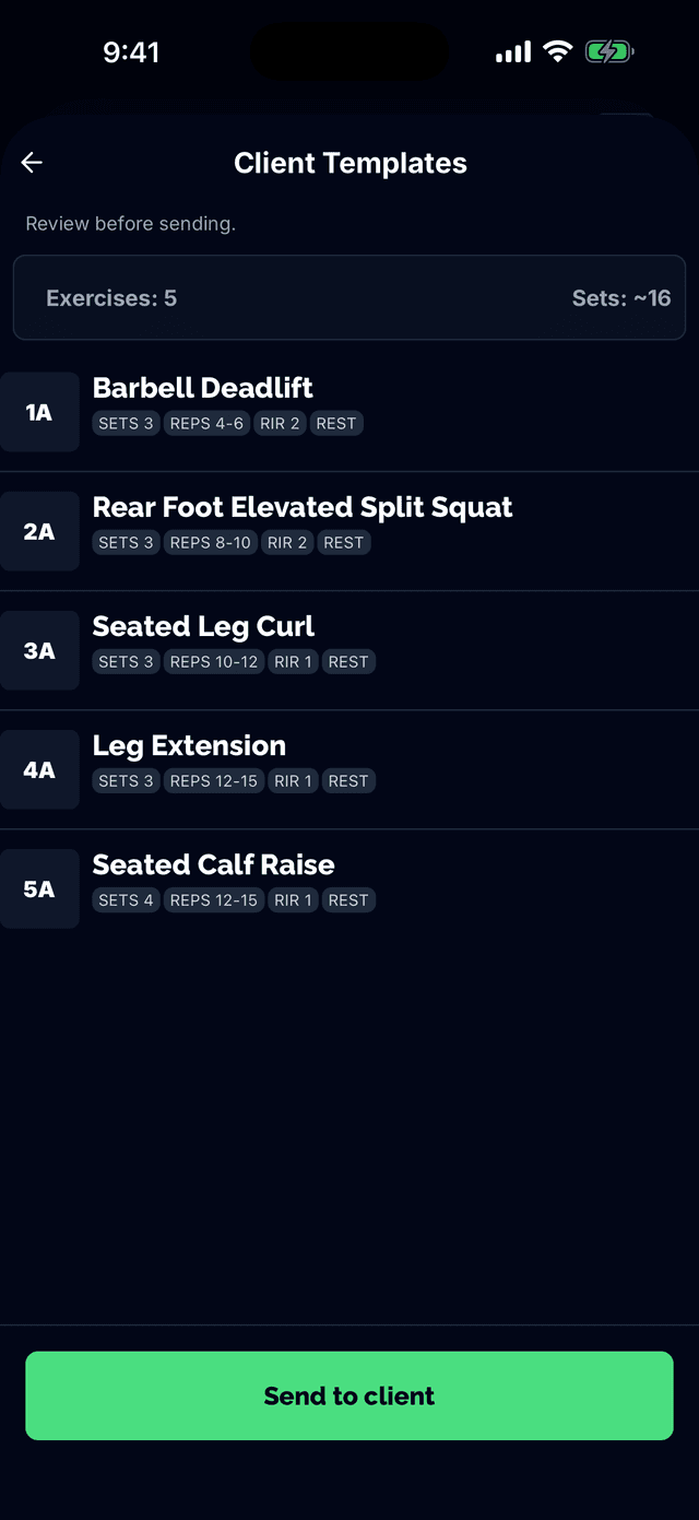 Assigning a workout to a calendar date