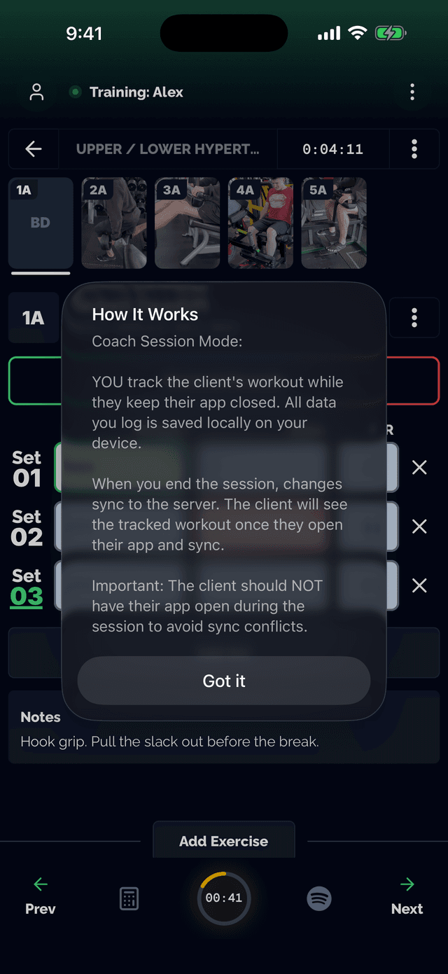 Training offline with automatic sync