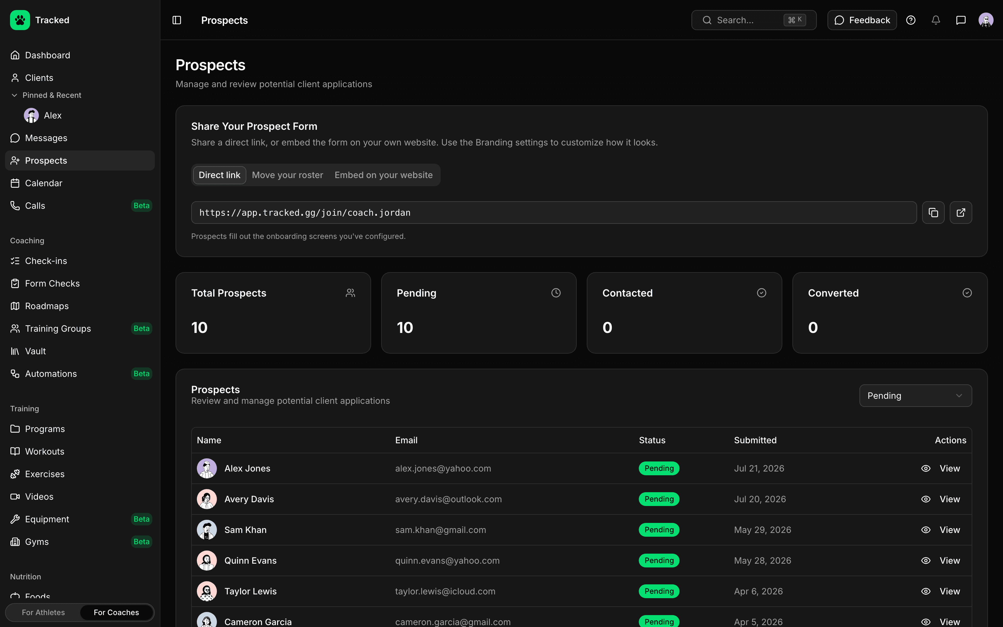 Invite clients via link or in-app search