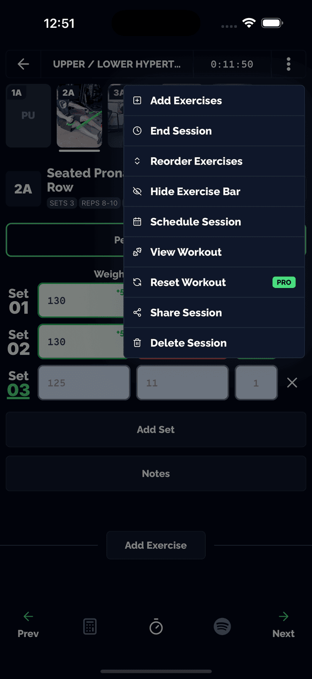 In-workout calculator tools